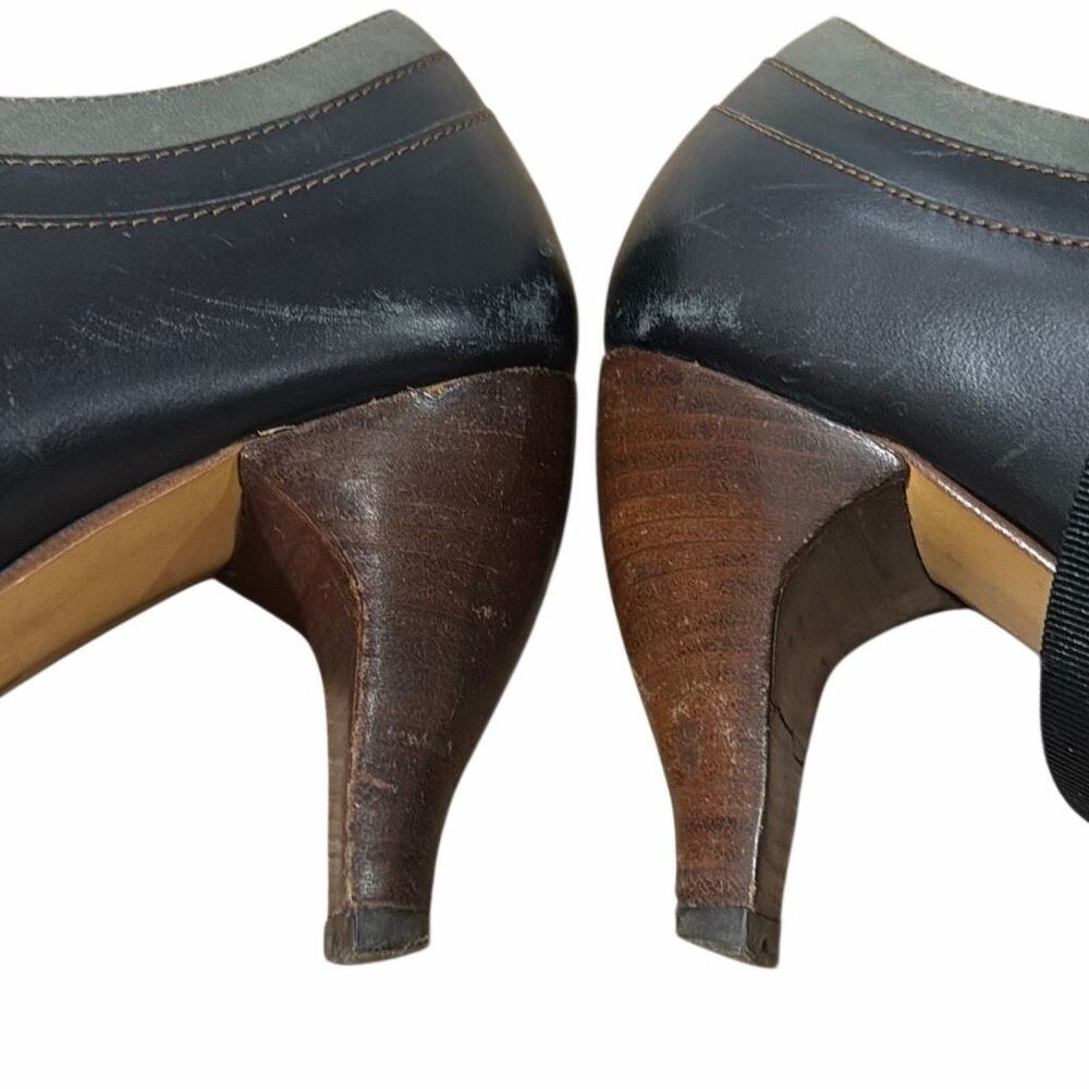John Fluevog Teapot Yunnan Heels Black Olive Green Ribbon Lace Up Women’s 9.5 - Picture 8 of 16